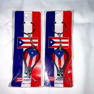 2 Keychains/Nail Clippers with the flag of Puerto Rico